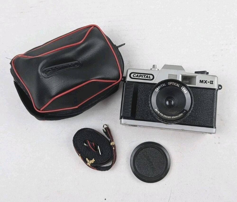 Vintage Capital MX-II 35mm Film Camera w/ Case Strap Cap Loaded Film Untested